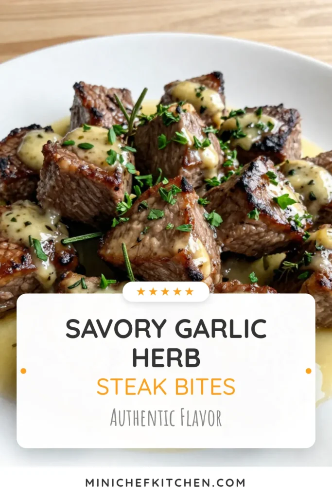 Indulge in this easy Garlic Butter Herb Steak Bites recipe! These herb-infused steak bites are made with tender sirloin and sautéed in a rich garlic butter sauce, perfect for a quick steak snack. Whip up these flavor-packed garlic butter steak bites in just 45 minutes. Ideal for any occasion, this quick steak bites recipe is sure to impress. Click to save and share! #GarlicButterSteakBites #EasySteakRecipe #QuickSteakBites #SteakSnack