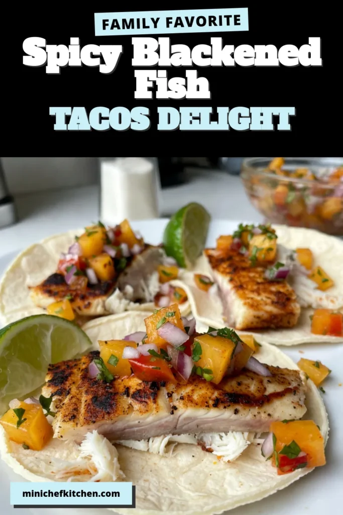 Savor the flavors of a quick fish taco recipe with these irresistible blackened fish tacos topped with a vibrant pineapple salsa! This healthy taco night meal is perfect for spice lovers looking for a fresh twist. Learn how to make your own easy pineapple salsa recipe to elevate your spicy fish tacos. Perfect for any occasion, these tacos are sure to impress! Save this recipe for delicious future meals. #BlackenedFishTacos #PineappleSalsa #QuickTacoRecipe #HealthyEating