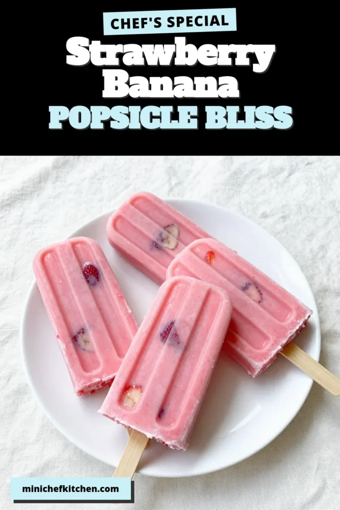 Make delicious strawberry banana popsicles with this easy healthy popsicle recipe! Using creamy Greek yogurt, fresh strawberries, and ripe bananas, these homemade fruit popsicles are a perfect frozen strawberry banana treat for hot days. Ideal for kids and adults alike, this refreshing snack is quick to prepare. Try it today and enjoy a guilt-free indulgence! Save this recipe and share the joy of homemade popsicles! #HealthyTreats #PopsicleRecipe #FrozenSnacks #SummerDessert