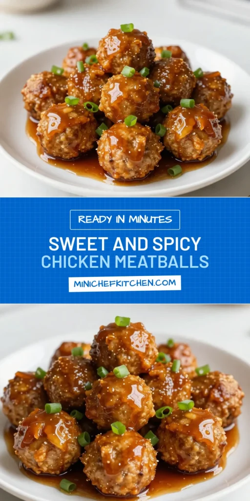 Discover the mouthwatering flavor of honey sriracha chicken meatballs with this easy, spicy chicken meatballs recipe. Baked to perfection, these sweet and spicy meatballs combine ground chicken and a zesty honey sriracha sauce for a dish that’s sure to impress. Perfect for any meal, they're quick and simple to make! Get ready to savor the goodness - save this recipe now! #HoneySriracha #ChickenMeatballs #SpicyRecipes #BakedMeatballs