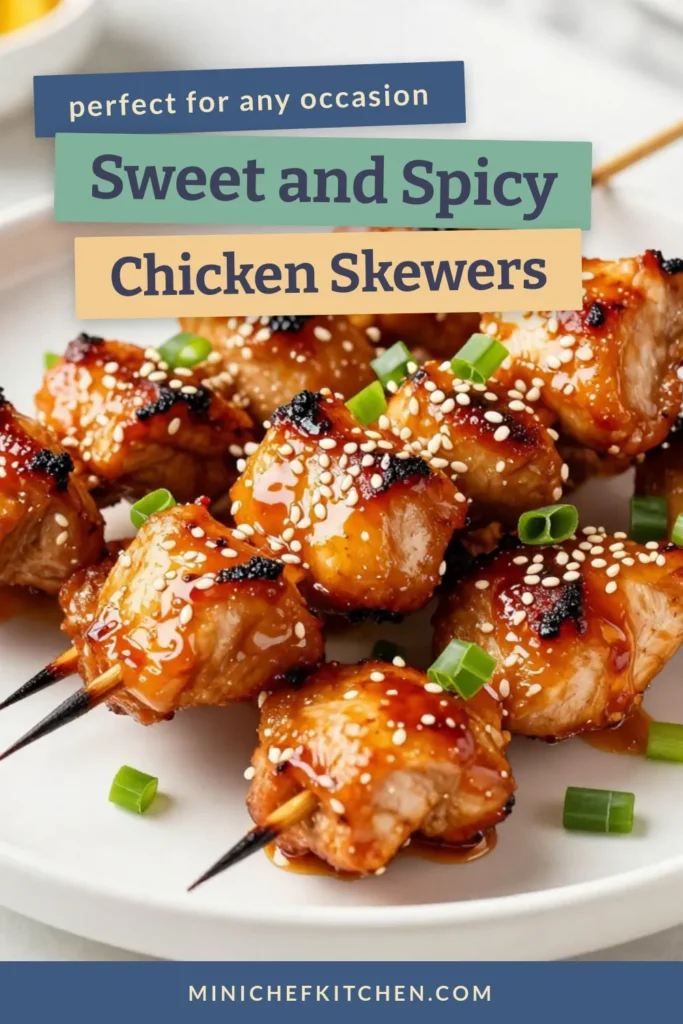 Get ready to spice up your next BBQ with these Honey Sriracha Chicken Skewers! This easy grilled chicken skewers recipe features a flavorful honey sriracha marinade that will take your taste buds on an exciting journey. Perfect for weeknight dinners or summer gatherings, these spicy grilled chicken skewers are sure to impress. Try them today and transform your meals! Save this recipe to your board now! #HoneySrirachaChickenSkewers #EasyChickenSkewers #GrilledChickenSkewersRecipe #SpicyGrilledChicken