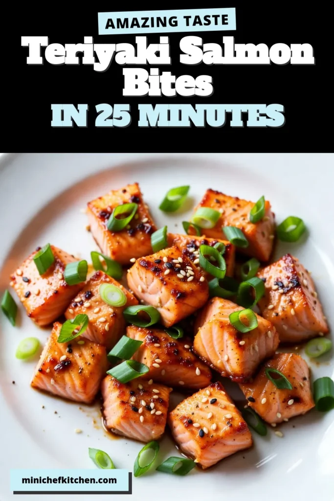 Make dinner a breeze with these Air Fryer Teriyaki Salmon Bites! This easy salmon recipe features healthy salmon bites marinated in homemade teriyaki sauce for a flavor-packed experience. Perfect for a quick seafood dinner that's both delicious and nutritious, these bites are sure to impress. Ready in just 25 minutes, you'll love this simple approach to a satisfying meal. Try it today and add a fresh twist to your dinner routine! #AirFryerRecipes #HealthyEating #Seafood #SalmonBites