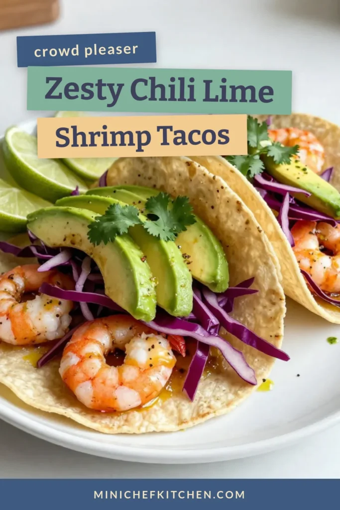 Indulge in these delicious and easy chili lime shrimp tacos! This easy shrimp taco recipe features perfectly grilled shrimp marinated in zesty lime and spices, all wrapped in warm corn tortillas. Top with fresh avocado for a delightful twist! Perfect for weeknight dinners or gatherings. Don’t miss out on these grilled shrimp tacos—save this recipe now and get ready for a flavor explosion! #ChiliLimeShrimpTacos #ShrimpTacoRecipe #CornTortillas #AvocadoTacos