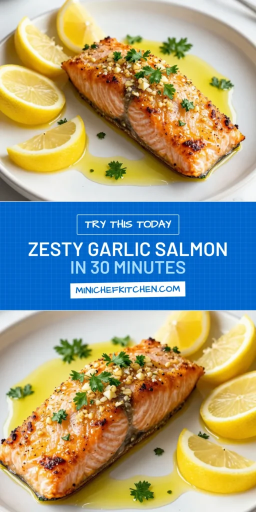 Discover the deliciousness of Lemon Garlic Salmon with this easy Roasted Salmon Recipe! Perfectly baked with a zesty marinade, these salmon fillets are not just healthy but bursting with flavor. Ideal for a quick dinner, this recipe showcases juicy, flaky salmon that everyone will love. Elevate your meal with these zesty salmon fillets and enjoy a nutritious dish in just 30 minutes. Save this healthy baked salmon recipe for your next cookout! #LemonGarlicSalmon #RoastedSalmonRecipe #EasySalmonMarinade #HealthyBakedSalmon
