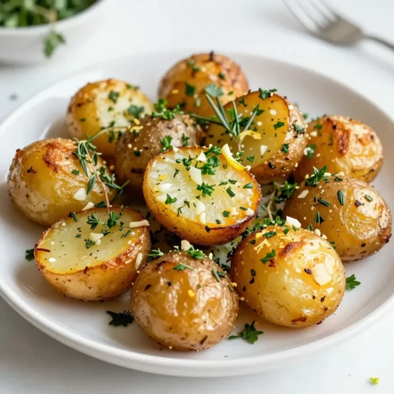 - 2 pounds baby potatoes, halved - 1/4 cup high-quality olive oil - 4 cloves garlic, finely minced - 1 tablespoon dried oregano - 1 tablespoon dried thyme - 1 tablespoon dried rosemary - Salt and freshly cracked pepper to taste - Zest of 1 lemon, finely grated - Fresh parsley, chopped, for garnish Using high-quality olive oil is key. It brings out the best flavor. A good oil adds richness and depth. Look for extra virgin olive oil for the best taste. Baby potatoes are also important. They are naturally creamy and tender. Their small size ensures even cooking. You want potatoes that are firm and unblemished. You can play with herbs and spices. Consider adding fresh basil or sage for a twist. Want some heat? A pinch of red pepper flakes works well. For extra acidity, a splash of balsamic vinegar is great. These options let you customize your dish to your taste. {{ingredient_image_2}} First, preheat your oven to 425°F (220°C). This step is important for roasting. Next, gather your ingredients. You will need baby potatoes and olive oil among others. To properly half baby potatoes, grab a sharp knife. Place a potato on a cutting board. Cut it in half lengthwise. Make sure to apply even pressure. Repeat this for all the potatoes. Now, take a large mixing bowl. Add the halved potatoes into the bowl. Pour in the olive oil and minced garlic. Then add the dried oregano, thyme, and rosemary. Sprinkle salt and pepper to taste. Finally, add the lemon zest. Use your hands or a spoon to mix. Toss the potatoes well until they are covered in the herb mix. Take a large baking sheet and arrange the potatoes. Lay them in a single layer. Make sure to leave space between each piece. This helps them cook evenly. Roast the potatoes in the oven for 25-30 minutes. Halfway through, flip the potatoes. This helps them get crispy on all sides. When done, they should feel tender inside and golden outside. To check for doneness, pierce a potato with a fork. It should slide in easily. Cook the potatoes until they are golden brown and tender inside. Ovens can vary, so keep an eye on the time. If your oven runs hot, reduce the heat by 25°F. For slow ovens, add five more minutes. Using fresh herbs makes a big difference. Fresh oregano, thyme, and rosemary add more depth. If you use dried herbs, make sure they are fresh. Older dried herbs may lose their flavor. You can also add toppings like grated Parmesan or a sprinkle of paprika for extra kick. These roasted potatoes pair well with grilled chicken or beef. They also work great in a salad with greens and vinaigrette. For a fun twist, serve them in a bowl with a dollop of sour cream or a squeeze of lemon juice. This adds a tasty and fresh finish. Pro Tips Choose the Right Potatoes: For the best texture and flavor, opt for waxy baby potatoes like Yukon Gold or new potatoes, as they hold their shape well during roasting. Don't Skip the Zest: Lemon zest adds a bright, fresh flavor that elevates the dish. Be sure to use a microplane to finely grate the zest for even distribution. Mix It Up: Feel free to experiment with the herbs! Fresh herbs can be substituted for dried ones, or you can add herbs like basil or dill for a different flavor profile. Mind the Space: Ensure the potatoes are in a single layer on the baking sheet. Crowding them can lead to steaming rather than roasting, resulting in less crispy potatoes. {{image_4}} You can change the flavor of these potatoes easily. Try adding other herbs like basil or sage. These herbs can bring a fresh taste to your dish. If you like heat, add red pepper flakes for a spicy kick. A little goes a long way, so start small. You can always add more later. Want to cook faster? Use an air fryer. It cooks the potatoes quickly while still making them crispy. Preheat the air fryer to 400°F (200°C). Cook for about 15-20 minutes, shaking the basket halfway through. You can also use a skillet for stovetop cooking. Heat some oil in the skillet, add the potatoes, and cover. Cook on medium heat, flipping occasionally until golden. Making these potatoes vegan is simple. Just stick to the original recipe, as all the ingredients are plant-based. For gluten-free needs, you’re in luck! This recipe is already gluten-free. Always check your ingredients to be sure. To keep your Italian herb roasted potatoes fresh, place them in an airtight container. This helps to lock in moisture and flavor. You can also wrap them tightly in plastic wrap. Store the container in the fridge for up to three days. When you're ready to enjoy your leftovers, the oven is best. Preheat it to 375°F (190°C). Spread the potatoes on a baking sheet. Heat them for about 10 to 15 minutes until warm and crispy. If you use a microwave, place the potatoes in a safe dish. Heat them for 1 to 2 minutes. This method may make them softer, so the oven is better for crispiness. Yes, you can freeze Italian herb roasted potatoes! Let them cool completely. Place the cooled potatoes in a freezer-safe bag or container. Remove as much air as possible. They will last for up to three months. To thaw, leave them in the fridge overnight. Reheat them in the oven for the best texture. Italian Herb Roasted Potatoes are a simple side dish. They come from Italy and use fresh herbs. This dish features baby potatoes, olive oil, garlic, and herbs like oregano and rosemary. The flavors blend well and create a tasty treat. Roasting brings out the natural sweetness of the potatoes. Yes, you can prep these potatoes in advance. Cut and season them a few hours before cooking. Store them in the fridge until you're ready to roast. This saves time during busy meals. Just remember to bring them to room temperature before baking. These potatoes pair well with many dishes. Serve them with grilled chicken or steak. They also taste great with fish or as a part of a salad. For a hearty meal, add some roasted vegetables too. You can even drizzle extra olive oil or lemon juice on top for extra flavor. To get crispy potatoes, start with dry potatoes. Make sure to coat them evenly with oil. Arrange them in a single layer on your baking sheet. Flipping them halfway through roasting helps too. Roast at a high temperature, around 425°F. This allows the outside to get golden and crunchy while the inside stays tender. Italian Herb Roasted Potatoes offer rich flavor and easy preparation. We explored simple ingredients, like quality olive oil and fresh herbs. The step-by-step instructions make roasting fun and successful. Tips for crispiness and variations keep it exciting and adaptable. In the end, you can enjoy this versatile dish with countless meals. Whether you make them spicy or savory, these potatoes will surely impress. Happy cooking!