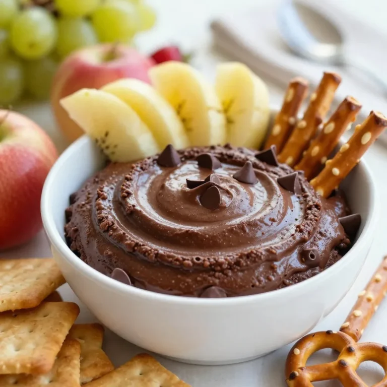 To make Brownie Batter Dip, you need these items: - 1 cup brown sugar - 1/2 cup unsweetened cocoa powder - 1 cup cream cheese, softened - 1/2 cup unsalted butter, softened - 1 teaspoon pure vanilla extract - 1/4 teaspoon fine sea salt - 1 cup powdered sugar - 1/2 cup mini chocolate chips - Assorted fresh fruits (like strawberries, apple slices, and bananas) - Graham crackers or crunchy pretzel sticks for dipping You can swap some ingredients if needed: - Use light brown sugar for a milder taste. - Swap unsweetened cocoa powder with dark cocoa for a rich flavor. - Cream cheese can be replaced with Greek yogurt for a lighter dip. - If you do not have butter, use coconut oil or margarine. - For a nutty flavor, try adding almond extract instead of vanilla. Add fun toppings to make your dip even better: - Drizzle melted chocolate on top for extra sweetness. - Sprinkle crushed nuts for a crunchy texture. - Add colorful sprinkles for a festive touch. - Top with whipped cream for a creamy finish. These ingredients and options make your Brownie Batter Dip a fun treat for everyone! {{ingredient_image_2}} First, gather all your ingredients. You will need: - 1 cup brown sugar - 1/2 cup unsweetened cocoa powder - 1 cup cream cheese, softened - 1/2 cup unsalted butter, softened - 1 teaspoon pure vanilla extract - 1/4 teaspoon fine sea salt - 1 cup powdered sugar - 1/2 cup mini chocolate chips Start by placing the cream cheese and butter in a large bowl. Use an electric mixer on medium speed. Beat the mixture until it is creamy and smooth. You want to remove any lumps. This step forms a strong base for your dip. Next, slowly mix in the brown sugar. Keep beating until it combines well and feels fluffy. This adds sweetness to your dip. Now, sift the cocoa powder and powdered sugar into the bowl. Mixing these dry ingredients well is key. They give your dip a rich chocolate flavor. After that, add in the vanilla extract and sea salt. Stir until just combined. This step enhances the sweetness and flavor balance. Finally, gently fold in the mini chocolate chips with a spatula. This adds delightful bursts of chocolate throughout your dip. Transfer your brownie batter dip to a nice serving bowl. Cover the bowl with plastic wrap. Place it in the refrigerator for at least 30 minutes. This chilling time helps the flavors meld together. It also makes your dip thicker and more enjoyable. When making brownie batter dip, some mistakes can ruin the fun. First, don’t skip softening the cream cheese and butter. If they are cold, your dip will be lumpy. Second, mix the brown sugar in slowly. Adding it too fast can lead to uneven sweetness. Lastly, resist the urge to skip chilling the dip. Chilling helps the flavors blend well. To get the smoothest dip, focus on mixing. Use a hand mixer to blend the cream cheese and butter until fluffy. This creates a great base for your dip. After adding the dry ingredients, mix just until combined. Over-mixing can make your dip too thick or grainy. If your dip feels too thick, add a splash of milk to loosen it up. Want to take your dip to the next level? Start with good quality cocoa powder. The better the cocoa, the richer the flavor will be. Add a pinch more sea salt for a nice balance with the sweetness. You can also experiment with spices like cinnamon or even a splash of coffee. These small tweaks can boost the flavor in every bite. Pro Tips Chill the Dip: For an even creamier texture, chill the dip for a bit longer than 30 minutes. This helps the flavors meld together beautifully. Customization is Key: Feel free to add your favorite mix-ins, such as nuts or flavored extracts, to give the dip a unique twist. Serving Suggestions: Try serving with a variety of dippers, including pretzel crisps or cookie sticks, for added texture and flavor contrast. Make it Ahead: This dip can be made a day in advance. Just keep it covered in the refrigerator until ready to serve, saving you time for entertaining. {{image_4}} You can change the flavor of your brownie batter dip to keep it fresh and fun. Here are a few ideas: - Peanut Butter: Mix in 1/2 cup of creamy peanut butter. This adds a nutty taste that pairs well with chocolate. - Mint: Add 1/2 teaspoon of peppermint extract for a cool and refreshing twist. Mint and chocolate make a great combo. - Caramel: Swirl in some caramel sauce for a sweet and gooey treat. It will make the dip even more enjoyable. If you want a lighter dip, try these swaps: - Reduced Sugar: Cut the brown sugar in half. This will still keep the dip sweet but lower the sugar count. - Greek Yogurt: Swap half of the cream cheese for Greek yogurt. This adds protein and creaminess without all the fat. - Cocoa Nibs: Use cocoa nibs instead of mini chocolate chips for a less sweet option. They add a nice crunch too. Make your dip fit the season with these ideas: - Pumpkin: Add 1/2 cup of pumpkin puree and a teaspoon of pumpkin spice. This is perfect for fall. - Holiday Spices: Mix in cinnamon and nutmeg during the holidays for a warm flavor. You can even add crushed candy canes for a festive touch. - Summer Fruits: Use fresh berries blended into the dip for a fruity summer treat. They add great color and taste. Each of these variations can make your brownie batter dip new and exciting. Enjoy experimenting! After enjoying your brownie batter dip, make sure to store any leftovers. Place the dip in an airtight container. Seal it tightly to keep it fresh. You can also cover the bowl with plastic wrap. Store in the fridge for up to three days. This way, you can enjoy this sweet treat again! You can freeze brownie batter dip if you want to keep it longer. Use an airtight container or a freezer-safe bag. Be sure to remove as much air as possible before sealing. The dip can last in the freezer for about three months. When ready to eat, thaw it in the fridge overnight. Give it a good stir before serving to bring back its creamy texture. Each ingredient in this dip has its own shelf life: - Brown sugar: Can last for years if stored in a cool, dry place. - Cocoa powder: Stays fresh for about two to three years. - Cream cheese: Should be used within a week of opening. - Unsalted butter: Lasts about one month in the fridge. - Vanilla extract: Has a long shelf life, often up to five years. - Powdered sugar: Can last indefinitely if kept dry. - Mini chocolate chips: Usually good for about a year if sealed well. Knowing this helps you decide when to use your ingredients for the best flavor! Yes, you can make Brownie Batter Dip ahead of time. I recommend you prepare it the day before. Just store it in the fridge. This allows the flavors to mix well. The dip tastes even better after chilling overnight. When you are ready to serve, just take it out and enjoy! You have many options for serving with Brownie Batter Dip. Here are some tasty ideas: - Fresh fruits like strawberries, apple slices, and bananas - Crunchy graham crackers - Crispy pretzel sticks These dippers add fun and flavor. You can even mix and match to find your favorite! Yes, it is generally safe to eat the raw ingredients in this dip. The main ingredients are cream cheese, cocoa powder, and butter. Cream cheese and butter are safe when kept cold. Make sure to use high-quality ingredients. If you are still unsure, feel free to bake the dip for a few minutes. This can help ease any worries about raw foods. Enjoy your dip worry-free! This blog covered the key ingredients, instructions, and variations for making Brownie Batter Dip. You learned how to avoid common mistakes and enhance flavors. Plus, we discussed storage tips and answered common questions. Now you're set to create a delicious dip that impresses everyone. Remember, it's all about fun and flavor. Enjoy every bite and share with friends!