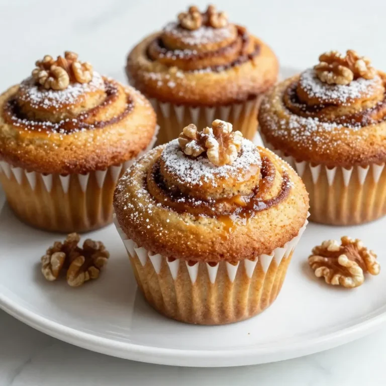 Cinnamon Swirl Coffee Cake Muffins have a simple list of ingredients. These ingredients work together to create a fluffy and flavorful treat. Here’s what you need: - 2 cups all-purpose flour - 1 cup granulated sugar - 2 teaspoons baking powder - 1/2 teaspoon baking soda - 1/2 teaspoon salt - 1 teaspoon ground cinnamon - 1/2 cup unsalted butter, softened - 1 large egg - 1 teaspoon vanilla extract - 1 cup buttermilk - 1/2 cup brown sugar - 1 tablespoon ground cinnamon (for swirl) - 1/4 cup chopped walnuts (optional) Each ingredient plays a key role. The all-purpose flour gives the muffins structure. Sugar adds sweetness and helps with browning. Baking powder and baking soda make the muffins rise. Salt enhances the flavors. Ground cinnamon is the star, bringing warmth and spice. Butter adds richness, while buttermilk keeps the muffins moist and tender. The egg helps bind everything together. The brown sugar and extra cinnamon create that delightful swirl. Walnuts give a nice crunch if you choose to add them. By using fresh and quality ingredients, you ensure the best flavor. Each bite bursts with cinnamon goodness. You will love how these muffins brighten up your morning or snack time. {{ingredient_image_2}} - Preheat oven to 350°F (175°C). - Line muffin tin with paper liners or grease. First, set your oven to 350°F (175°C). This heat helps the muffins rise well. Next, prepare your muffin tin. You can use paper liners or grease the cups with butter. This step keeps the muffins from sticking. - Whisk together flour, sugar, baking powder, baking soda, salt, and cinnamon. In a large bowl, mix the dry ingredients. Take your all-purpose flour, granulated sugar, baking powder, baking soda, salt, and ground cinnamon. Use a whisk to blend them well. This helps the muffins to rise and gives them a great flavor. - Cream softened butter with sugar until fluffy. - Add egg and vanilla, mixing until smooth. In another bowl, cream the softened butter with the sugar. Use a mixer or a spatula. Beat until it looks light and fluffy. This should take about 2-3 minutes. Then, add in the egg and vanilla extract. Mix until everything is smooth and well combined. - Gradually add dry ingredients to butter mixture alternating with buttermilk. Now, take the dry mix and add it to the butter mixture. Do this in three parts. Start and end with the dry mix. Between each part, pour in some buttermilk. Mix gently until combined. Do not overmix; this keeps your muffins light and fluffy. - Combine brown sugar and cinnamon in a small bowl. In a small bowl, mix the packed brown sugar with the tablespoon of ground cinnamon. Stir until the two are evenly combined. This mix adds a sweet, spicy swirl to your muffins. - Fill muffin cups and layer with cinnamon mixture. - Swirl batter and add walnuts (optional). Fill each muffin cup halfway with batter. Then, sprinkle a layer of the cinnamon mixture on top. Next, fill the cups with more batter until they are about three-quarters full. Take a toothpick or a knife and swirl the top layer of batter with the cinnamon mix. If you want, you can add chopped walnuts for extra crunch. - Bake for 18-22 minutes until done. - Cool muffins on a wire rack. Place the muffin tin in your preheated oven. Bake for 18-22 minutes. To check if they are done, insert a toothpick into the center of a muffin. If it comes out clean, they are ready. Let the muffins cool in the pan for about 5 minutes. After that, move them to a wire rack to cool completely. This helps them stay fluffy and tasty. To make light and fluffy muffins, I focus on two key points. First, I avoid overmixing the batter. This helps keep the muffins from becoming dense. I mix until just combined, then stop. Second, I use room temperature ingredients. This helps the butter and egg blend smoothly, which creates a better texture. For a lovely finish, I like to dust the muffins with powdered sugar. It adds a sweet touch without overpowering the flavor. Alternatively, I drizzle a simple glaze made of powdered sugar and milk on top. This adds a nice shine and extra sweetness. Sometimes, muffins can turn out dense. This often happens due to overmixing. If your muffins do not rise well, check the freshness of your baking powder. Old baking powder can lead to flat muffins. Always ensure your ingredients are fresh for the best results. Pro Tips Use Room Temperature Ingredients: Ensure that your butter, egg, and buttermilk are at room temperature before mixing. This helps create a smoother batter and ultimately results in fluffier muffins. Don’t Overmix the Batter: Mix the batter just until the ingredients are combined. Overmixing can lead to tough muffins, so be gentle and stop as soon as you don’t see any dry flour. Customize Your Swirl: Feel free to experiment with different spices like nutmeg or cardamom in the cinnamon swirl mixture, or add chocolate chips for a decadent twist. Check for Doneness: Use a toothpick or cake tester to check if your muffins are done. They should come out clean or with a few crumbs attached, but no wet batter. {{image_4}} You can make your muffins even more exciting. Try adding chocolate chips or blueberries. These sweet bites bring a nice surprise in each muffin. If you want a crunch, experiment with nuts and dried fruits. Chopped walnuts or pecans add great texture and taste. A good glaze makes muffins shine. You can try a lemon glaze for a zesty twist. It adds a fresh taste that pairs well with cinnamon. Cream cheese frosting is another yummy option if you like something sweeter. For extra crunch, top your muffins with streusel. It adds a delightful crispness to every bite. Want to make your muffins healthier? Use whole wheat flour instead of all-purpose flour. This swap adds fiber and nutrients. You can also substitute applesauce for butter. It keeps the muffins moist while cutting down on fat. These small changes can make a big difference! To keep your muffins fresh, store them in an airtight container. This helps retain moisture and flavor. It is best to keep them at room temperature. Avoid the fridge, as this can dry them out. You can freeze muffins for later use. Just wrap each muffin in plastic wrap. Then place them in a freezer bag. This helps avoid freezer burn. When you want to enjoy them, take them out. To thaw, leave them at room temperature for about 1-2 hours. You can also heat them in the microwave for 20-30 seconds. This restores their soft texture. Cinnamon swirl coffee cake muffins stay fresh for about 3-4 days at room temperature. If frozen, they can last up to 3 months. Enjoy them while they are fresh for the best taste! Yes, you can prepare these muffins in advance. Mix the dry ingredients and store them in a sealed bag. You can also mix the wet ingredients and keep them in the fridge. When you are ready to bake, just combine them. This method saves time and keeps the muffins fresh. If you don’t have buttermilk, mix 1 cup of milk with 1 tablespoon of vinegar. Let it sit for about five minutes. This will give you a great substitute. You can also use plain yogurt or sour cream mixed with water as alternatives. To check if the muffins are done, insert a toothpick in the center. If it comes out clean, they are ready. You can also gently press the top of the muffin. If it springs back, it is baked perfectly. Yes, you can use alternatives to all-purpose flour. For a gluten-free option, try almond or coconut flour. You may need to adjust the liquid in the recipe. Whole wheat flour is another good choice for added fiber. Just remember, each flour type may change the muffin's texture. You learned how to make delicious muffins with simple ingredients and steps. We covered techniques for mixing, baking, and custom flavors. Remember to keep an eye on your batter; overmixing can make muffins dense. You can try different toppings or swap ingredients for healthier options. Store your muffins correctly to enjoy them longer. Now, you can create the perfect treat for any occasion. Have fun baking!