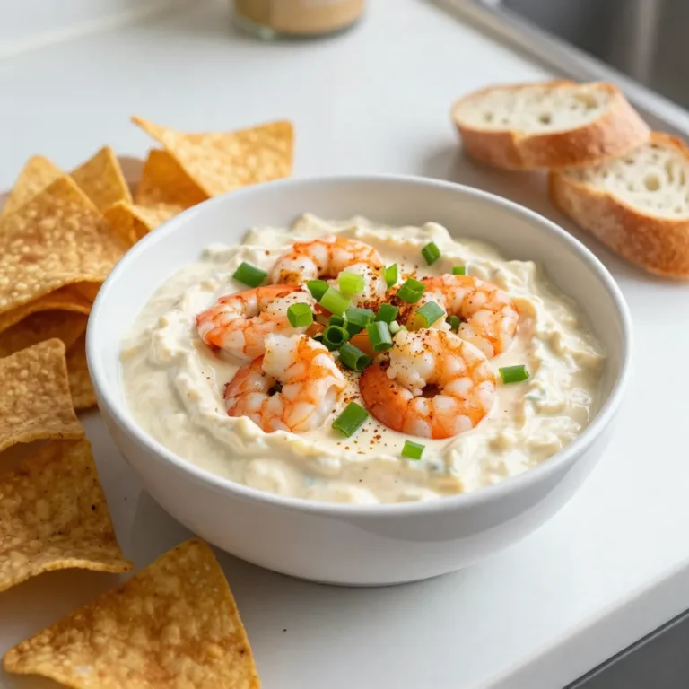 To make this dip, you will need: - 1 pound of shrimp, peeled and deveined - 8 oz cream cheese, softened - 1/2 cup sour cream - 1/2 cup mayonnaise - 1 cup sharp cheddar cheese, freshly shredded - 2 green onions, finely sliced - 2 tablespoons Cajun seasoning - 1 tablespoon freshly squeezed lemon juice - 1 clove garlic, finely minced - Salt and pepper to taste These ingredients create a rich and creamy base. The shrimp adds a sweet flavor that pairs well with the spices. The cream cheese, sour cream, and mayonnaise keep the dip smooth and tasty. For a touch of flair, consider these garnishes: - Extra green onions for color - A sprinkle of Cajun seasoning on top Garnishes enhance the dip's appearance and add more flavor. They make your dish look inviting and fun. Serve this dip with: - Tortilla chips - Freshly sliced baguette These choices add crunch and complement the creamy texture. Arrange them nicely on a platter to impress your guests. Enjoy this dip at parties or family gatherings, and watch it disappear quickly! {{ingredient_image_2}} First, grab a medium skillet. Heat it over medium heat. Add your peeled and deveined shrimp. Cook them for about 3-4 minutes. You want them pink and opaque. Once cooked, take them off the heat. Let them cool a bit, then chop them into small pieces. This will help spread the shrimp flavor throughout. Next, take a large mixing bowl. Add 8 oz of softened cream cheese, 1/2 cup sour cream, and 1/2 cup mayonnaise. Use a spatula or whisk to mix them until smooth. Make sure there are no lumps. This creamy base will hold all your flavors together. Now it’s time to combine everything. Add 1 cup of freshly shredded sharp cheddar cheese, 2 finely sliced green onions, 2 tablespoons of Cajun seasoning, and 1 tablespoon of lemon juice to the bowl. Don’t forget the minced garlic and chopped shrimp! Mix all the ingredients well. Taste it and add salt and pepper if you need more flavor. Once everything is mixed, transfer your dip to a nice serving dish. Cover it and chill it for at least 30 minutes. This allows the flavors to blend. You can serve it chilled or at room temperature. Enjoy it with tortilla chips or slices of baguette! To make your dip pop with flavor, consider adding a few extras. You can mix in some diced red bell pepper for a sweet crunch. Fresh herbs, like parsley or cilantro, give a bright taste. A splash of hot sauce can add a kick without overwhelming the dish. If you want a smoky flavor, try adding smoked paprika. These small tweaks can turn a good dip into a great one. Cajun seasoning can vary in heat. If you prefer a milder dip, reduce the Cajun seasoning to one tablespoon. You can also add a bit of sugar to balance the heat. If you like it hot, feel free to increase the seasoning. Taste as you go to find the right balance for your palate. Remember, you can always add more spice, but you can't take it out! For a creamy dip, make sure your cream cheese is very soft. This helps blend it well with the sour cream and mayonnaise. If the dip feels too thick, add a splash of milk or cream. If you want a chunkier dip, leave some shrimp pieces larger. This gives a nice contrast to the creamy base. Chilling the dip for at least 30 minutes helps the flavors mix and the texture improve. Pro Tips Freshness Matters: Always use fresh shrimp for the best flavor and texture. Frozen shrimp can be used, but make sure to thaw them properly before cooking. Customize the Heat: Adjust the amount of Cajun seasoning to suit your taste. Start with a little and add more if you prefer a spicier dip. Serve Cold or Warm: This dip is delicious both ways! If you prefer it warm, simply bake it at 350°F until heated through, about 15-20 minutes. Elevate Your Presentation: Garnish with extra green onions or a sprinkle of paprika to enhance the visual appeal before serving. {{image_4}} To add more heat, use extra Cajun seasoning. You can also mix in diced jalapeños. This gives the dip a nice kick. If you love spice, try adding hot sauce. Blend it well into the creamy mix. For a twist, add fresh spinach. Sauté it with the shrimp for extra flavor. Mix in cream cheese and cheddar cheese for a cheesy treat. This makes the dip rich and tasty. You can even throw in artichoke hearts for more texture. If you want a vegan option, swap the cream cheese for cashew cream. Use vegan mayo and dairy-free cheese. This dip can still be creamy and delicious. Add nutritional yeast for a cheesy flavor without dairy. After enjoying this creamy Cajun shrimp dip, you may have some left. Store it in an airtight container. This keeps the dip fresh and tasty. Place it in the fridge right after serving. The dip stays good for about 3 to 4 days. Always check for any signs of spoilage before eating. You can freeze this dip for later use. First, make sure it cools completely. Then, transfer it to a freezer-safe container. Leave some space at the top since liquids expand when frozen. This dip can be stored for about 2 months in the freezer. When you are ready to use it, thaw it in the fridge overnight. To reheat the dip, do it gently. Place it in a bowl and warm it in the microwave. Heat it in short bursts of 30 seconds, stirring in between. This helps to keep the dip smooth. You can also reheat it on the stove over low heat. Stir often to prevent it from burning. Once warmed, serve it with fresh tortilla chips or baguette slices. Yes, you can use frozen shrimp. Just thaw them before cooking. Place them in cold water for quick thawing. Make sure they are peeled and deveined. This step is important for texture and taste. Thawed shrimp will cook in the same way as fresh shrimp. The dip will last for about 3 to 5 days in the fridge. Keep it in an airtight container. This helps to keep the flavors fresh. If you notice any change in smell or texture, it’s best to discard it. If you don't have Cajun seasoning, you can make your own. Combine paprika, cayenne pepper, garlic powder, and oregano. This mix gives a similar bold flavor. You can adjust the spice level based on your taste. Other options include Old Bay seasoning or taco seasoning for a twist. In this blog post, we covered how to make a creamy Cajun shrimp dip. We discussed its key ingredients and tasty garnishes. You learned step-by-step instructions from cooking shrimp to chilling the dip. We shared tips for flavor and texture, as well as tasty variations to try. Lastly, you gained insight on storing leftovers effectively. This dip is not just a recipe; it’s an experience in flavor. Enjoy making and sharing it!