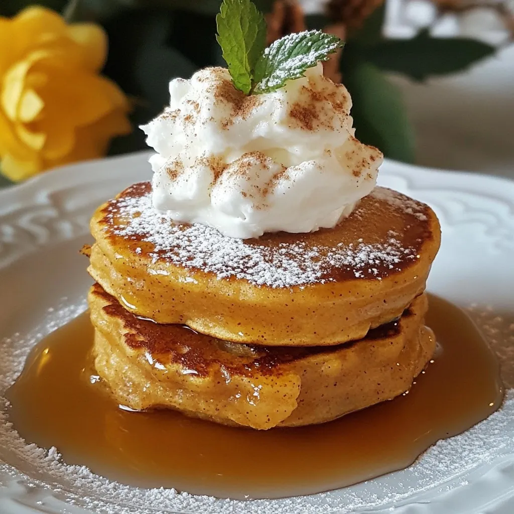 - Dry Ingredients: - 1 ½ cups all-purpose flour - 2 tablespoons brown sugar - 1 tablespoon baking powder - 1 teaspoon ground ginger - 1 teaspoon ground cinnamon - ½ teaspoon ground nutmeg - ½ teaspoon salt - Wet Ingredients: - 1 cup milk (dairy or non-dairy) - 1 large egg - 3 tablespoons unsalted butter, melted - 1 teaspoon vanilla extract - Suggested Toppings: - Maple syrup - Whipped cream Gingerbread pancakes need simple yet flavorful ingredients. Start with all-purpose flour for a soft texture. Brown sugar adds a nice sweetness. Baking powder helps them rise. For that classic gingerbread taste, use ground ginger, cinnamon, and nutmeg. Don't forget salt to balance the flavors. For wet ingredients, you’ll need milk. It can be dairy or any non-dairy option you prefer. A large egg brings the mixture together, while melted butter gives richness. Finally, vanilla extract adds warmth and depth. To serve, consider maple syrup and whipped cream. They make the pancakes even more delightful. Enjoy the festive flavors and cozy vibes these gingerbread pancakes bring! {{ingredient_image_2}} First, gather your dry ingredients. In a big bowl, mix together: - 1 ½ cups all-purpose flour - 2 tablespoons brown sugar - 1 tablespoon baking powder - 1 teaspoon ground ginger - 1 teaspoon ground cinnamon - ½ teaspoon ground nutmeg - ½ teaspoon salt Whisk these items well until they blend fully. This step is key to even flavor. Next, prepare the wet ingredients. In another bowl, combine: - 1 cup milk (you can use dairy or non-dairy) - 1 large egg - 3 tablespoons unsalted butter, melted - 1 teaspoon vanilla extract Whisk this mixture until it is smooth. It should look creamy and well mixed. Now, it's time to mix. Slowly pour the wet mixture into the dry ingredients. Use a spatula to stir gently. Mix just enough to combine everything. It is okay if the batter has small lumps. Overmixing will make the pancakes tough. Get your skillet or griddle ready. Preheat it over medium heat. Lightly coat the surface with butter or cooking spray to stop sticking. For each pancake, pour about ¼ cup of batter onto the skillet. Watch for bubbles to form on the surface. This takes about 2 to 3 minutes. When you see bubbles, carefully flip the pancake. Cook for another 1 to 2 minutes. The pancake should turn a nice golden brown. Remove it from the skillet and keep warm on a plate. Repeat this for the rest of the batter. Serve your pancakes warm with maple syrup and a dollop of whipped cream. Enjoy! To make the best gingerbread pancakes, you need to ensure even cooking temperature. Heat your skillet over medium heat. If it's too hot, your pancakes may burn. If it’s too cool, they will be soggy. A good test is to sprinkle a drop of water on the skillet. If it dances and evaporates, you’re ready to cook. Using a non-stick skillet effectively is key. Even if your skillet is non-stick, a light coat of butter or cooking spray helps the pancakes slide right off. It also adds a nice flavor. Keep your spatula handy to flip them gently. This will help maintain their shape and texture. Stacking techniques can make your pancakes look amazing. Aim for a tall stack on a charming plate. For a wintery look, dust the top with powdered sugar. It looks like fresh snow! You can also sprinkle a bit of ground cinnamon on top to enhance the festive flair. For garnishing, consider adding a sprig of fresh mint or a cinnamon stick beside your stack. These simple touches elevate your dish and make it look even more inviting. Serve your pancakes warm with maple syrup and whipped cream to complete the festive experience. Pro Tips Perfect Pancake Thickness: For fluffier pancakes, ensure your batter is not too thin. If it seems runny, add a little more flour until you reach the desired consistency. Flavor Boost: For an extra kick of flavor, consider adding chopped crystallized ginger or a handful of chocolate chips to the batter before cooking. Consistent Cooking: Keep the heat at medium to prevent burning. Adjust as necessary, and always test the first pancake to gauge the temperature of your skillet. Storage Tip: If you have leftovers, store the pancakes in an airtight container in the fridge. Reheat in a toaster for a quick breakfast. {{image_4}} You can easily make gluten-free gingerbread pancakes. Instead of all-purpose flour, try using almond flour or coconut flour. These options add a nice flavor and texture. If you use almond flour, you may need less liquid. Coconut flour absorbs more moisture, so add a bit more milk to your batter. Making vegan gingerbread pancakes is simple too. Replace the egg with a flax egg. To make this, mix 1 tablespoon of ground flaxseed with 2.5 tablespoons of water. Let it sit for five minutes until it thickens. For the milk, use almond milk, soy milk, or oat milk. These dairy-free options keep the pancakes light and fluffy. Want to spice things up? Add chocolate chips or chopped nuts to the batter. They add a delightful crunch and rich flavor. You can also adjust the spice level. If you like it spicy, add more ginger or cinnamon. For a milder taste, use less of these spices. Mixing in a hint of maple syrup can also enhance the sweetness. Store leftover gingerbread pancakes in the fridge. Place them in an airtight container. They can last for up to three days. If you want to keep them longer, freezing is a great option. Stack the pancakes with parchment paper in between each one. This keeps them from sticking together. Wrap the stack tightly in plastic wrap, then place it in a freezer bag. They can stay fresh in the freezer for up to two months. Reheating pancakes is easy. You can use a microwave or a skillet. For the microwave, place pancakes on a plate. Heat them for about 20-30 seconds. Check if they are warm enough. If not, heat in 10-second bursts. For a skillet, preheat it over low heat. Place the pancakes in the skillet and warm for about one minute on each side. This method helps keep them fluffy and tasty. Enjoy your gingerbread pancakes warm with syrup and whipped cream! Yes, you can make these pancakes ahead of time. To store them, let the pancakes cool completely. Stack them with parchment paper between each one to prevent sticking. Place the stack in an airtight container. You can keep them in the fridge for up to three days. For longer storage, freeze them for up to a month. To reheat, simply place a pancake in the microwave for about 30 seconds. You can also use a toaster or an oven at 350°F for a few minutes. This keeps them warm and fluffy. If you want to swap out all-purpose flour, there are good options. You can use whole wheat flour for extra fiber. Almond flour is gluten-free and adds a nice flavor. Oat flour is another great choice and gives a unique texture. When using these alternatives, adjust the liquid in your recipe. Some flours may absorb more moisture, so start with less liquid and add more as needed. To make the pancakes more festive, you can add fun toppings. Try a dusting of powdered sugar for a snowy look. Add cranberries or pomegranate seeds on top for color. You can also make a spiced whipped cream. Just mix whipped cream with a pinch of cinnamon or nutmeg. Lastly, drizzle some caramel or chocolate sauce for an extra treat. We explored the ingredients, preparation, and cooking tips for delicious pancakes. You learned how to combine dry and wet ingredients, mix the batter, and achieve the perfect golden finish. We also discussed storage, reheating methods, and variations for gluten-free or vegan diets. Pancakes can be a fun treat any time. Use your creativity with flavors and toppings to make them yours. Enjoy the cooking process and share your pancake joy with others. Happy cooking!